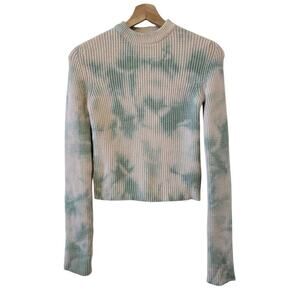 Princess Polly Cropped Stretchy Long Sleeve Tye Dye Pullover Sweater Size S/M